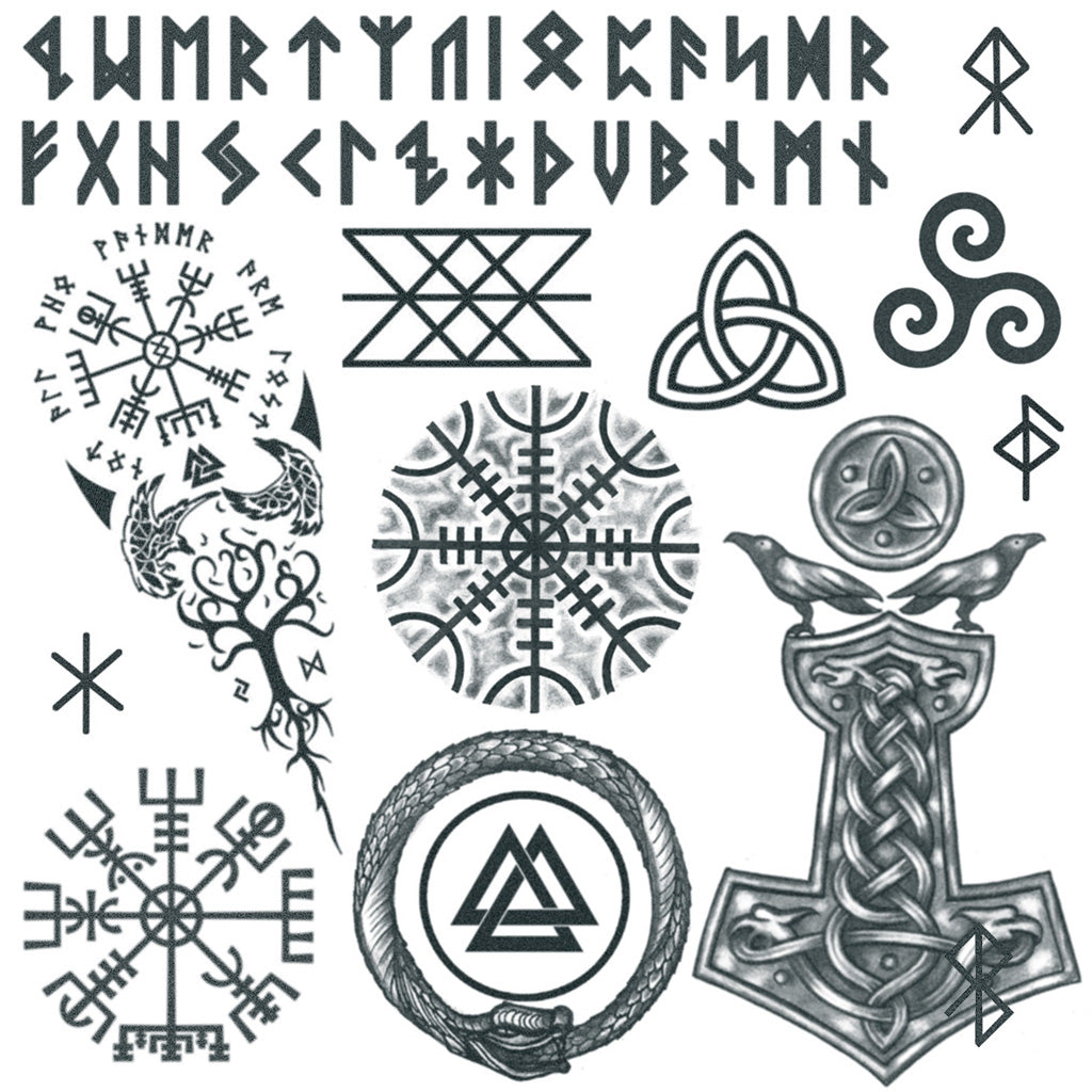 Viking Temporary Tattoo Set (13 tattoos)